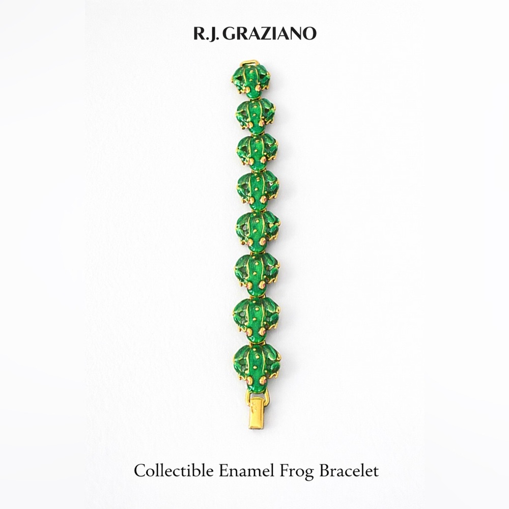 R.J. Graziano collectible Green and Gold  Frog Enamel Bracelet